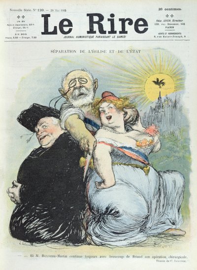 Jean-Baptiste Bienvenu-Martin separating the State from the Church, caricature from 
